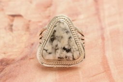 Native American Jewelry Genuine White Buffalo Turquoise Sterling Silver Ring